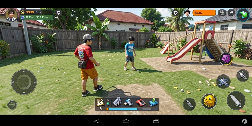 Tampilan menarik dari gameplay 9N9N yang penuh warna.