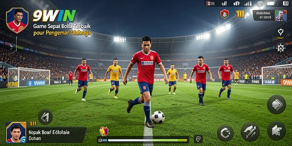 Tampilan gameplay 9WIN yang mendebarkan dengan aksi sepak bola yang intens.