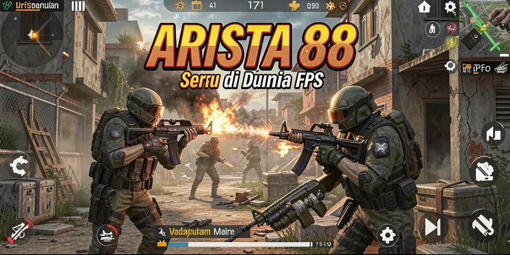 Screenshot utama ARISTA88 menampilkan aksi pertempuran intens FPS.