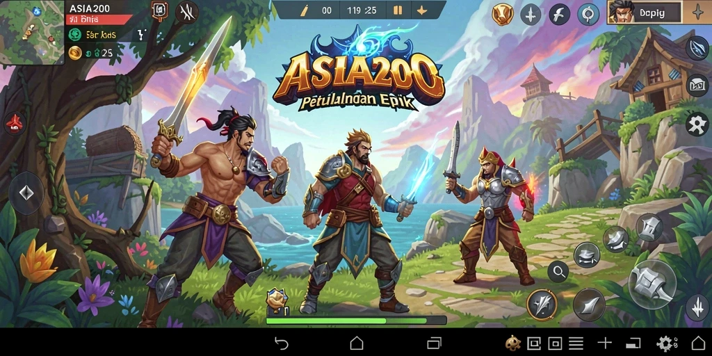 Tangkapan layar game ASIA200 menampilkan aksi seru karakter RPG.