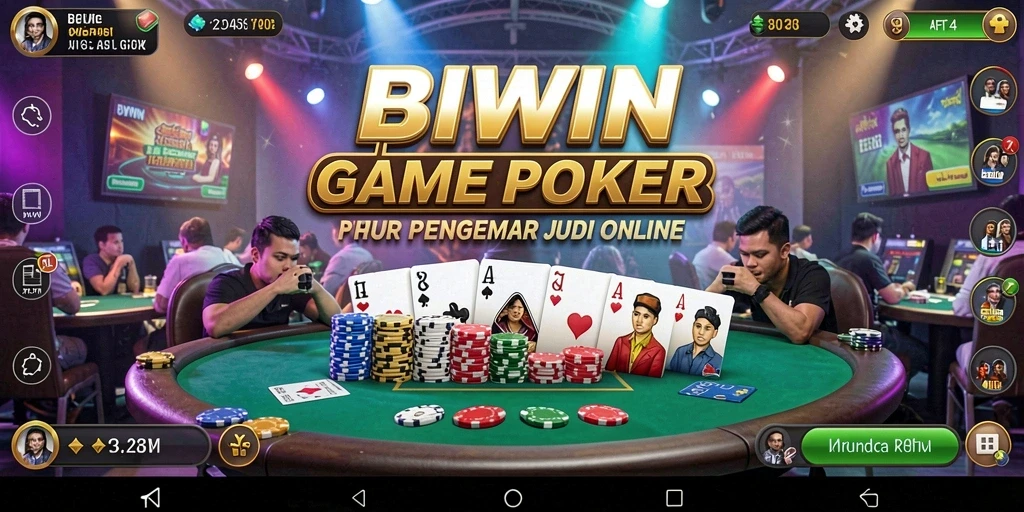 Tampilan gameplay Poker yang menarik di BIWIN dengan pemain aktif.