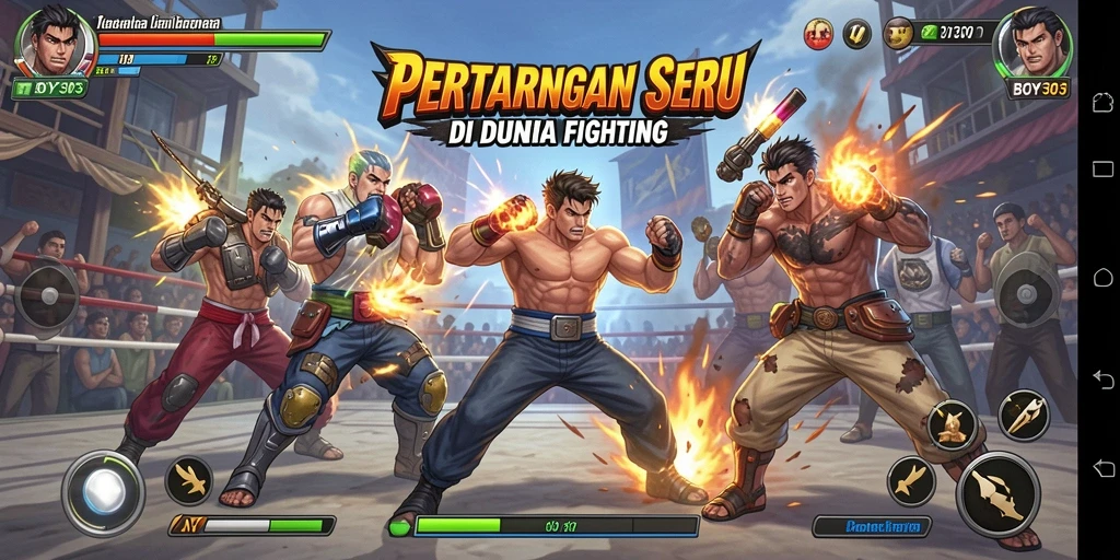 Tampilan gameplay BOY303 dengan pertarungan mendebarkan antar karakter.