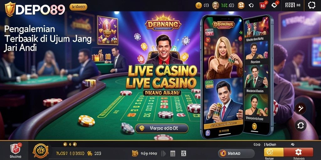 Screenshot gameplay DEPO89 menampilkan dealer dan meja permainan Live Casino.