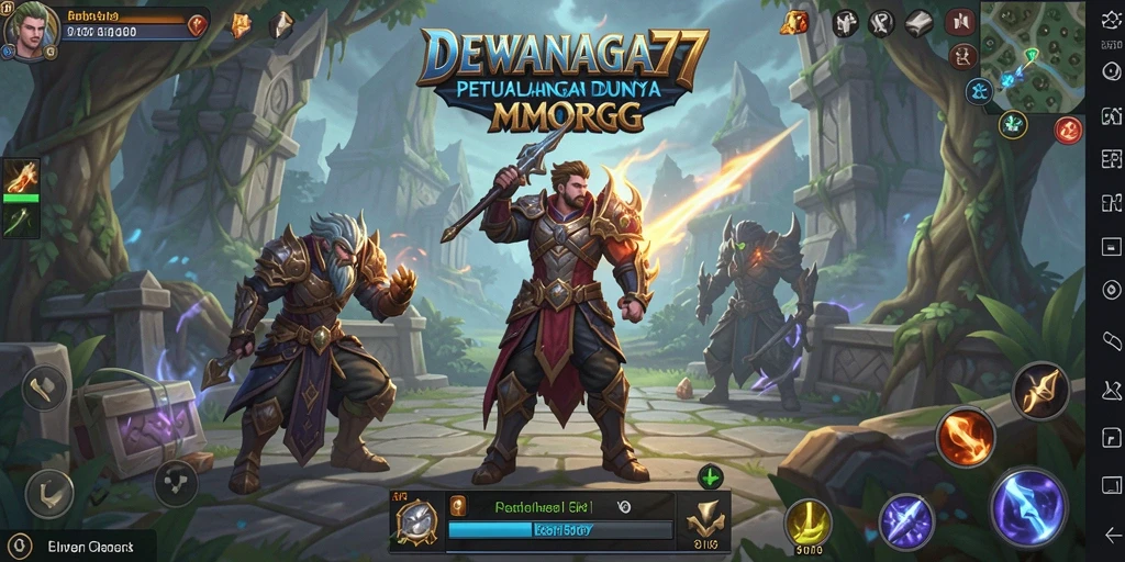 Tampilan gameplay DEWANAGA77 dengan pertempuran mendebarkan di dunia MMORPG.
