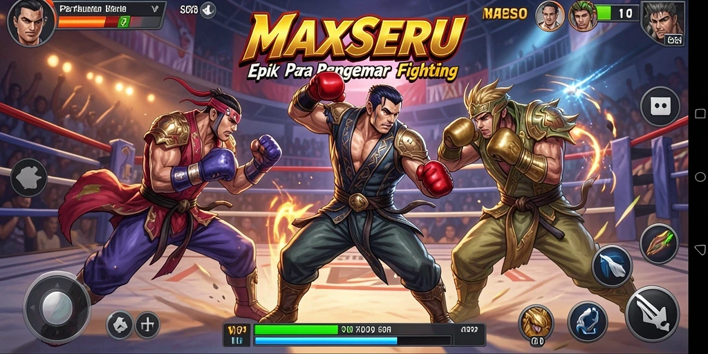 Tangkapan layar menampilkan aksi pertarungan seru dalam MAXSERU.