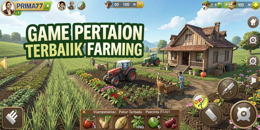 Tampilan gameplay menarik dari PRIMA77 dengan ladang yang subur.