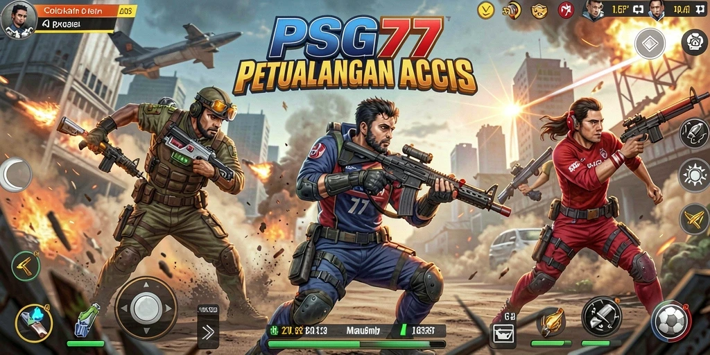 Tangkapan layar gameplay <strong>PSG77</strong> menampilkan aksi pertarungan yang mendebarkan dan dunia yang luas.