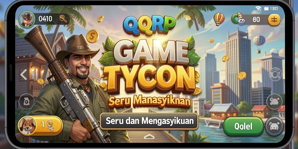 Gameplay QQRP menunjukkan manajemen bisnis yang detail dan strategis.