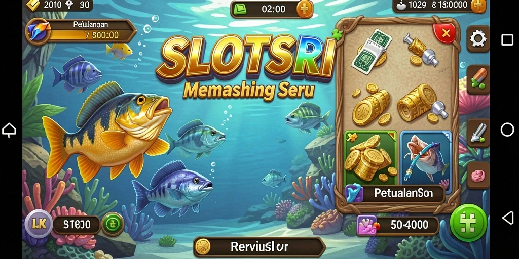 Tampilan gameplay yang mendebarkan dalam petualangan memancing SLOTSRI.