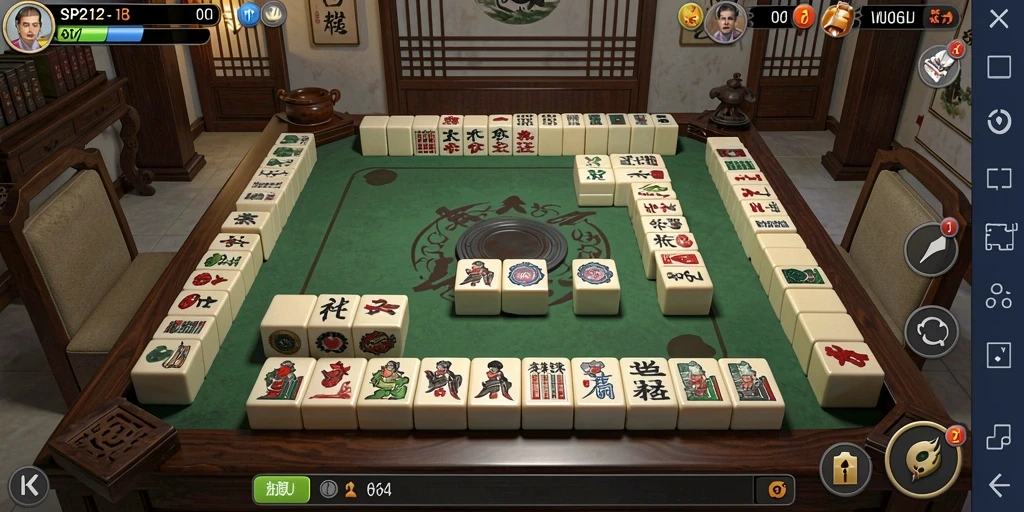 Tangkapan layar utama SP212 menampilkan momen seru saat mencocokkan ubin Mahjong.