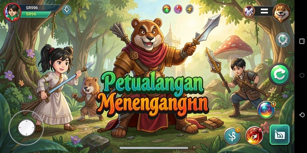 Tampilan gameplay SR996 yang penuh aksi dan karakter anime.