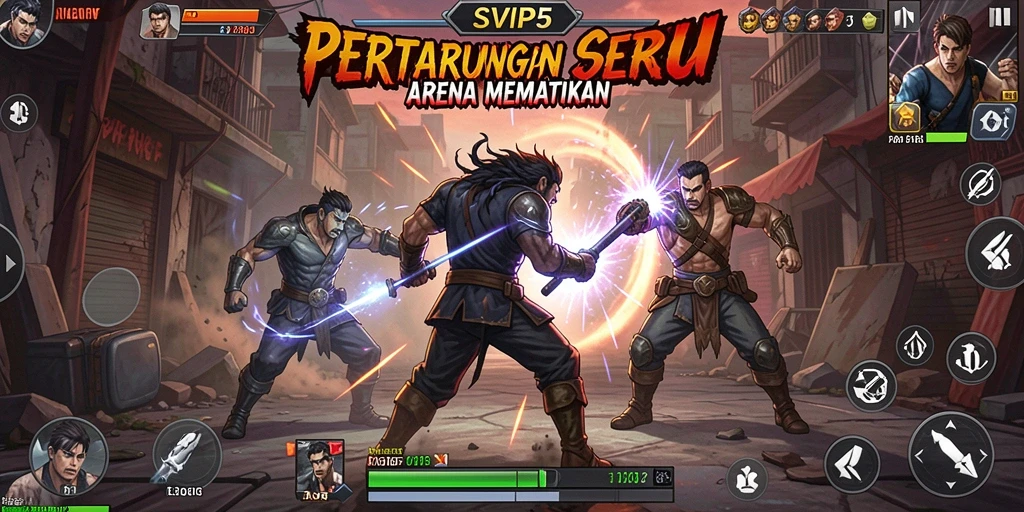 Screenshot gameplay SVIP5 dengan aksi pertarungan yang seru.