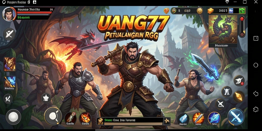 Screenshot UANG77 menampilkan pertempuran epik di dunia ARPG.