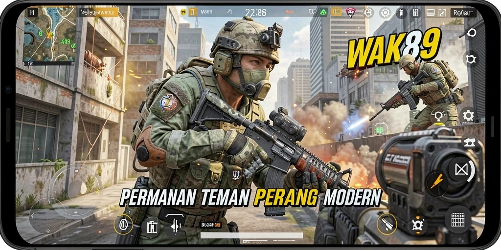 Tampilkan gameplay mendebarkan dari WAK89 dengan aksi tembak-menembak.